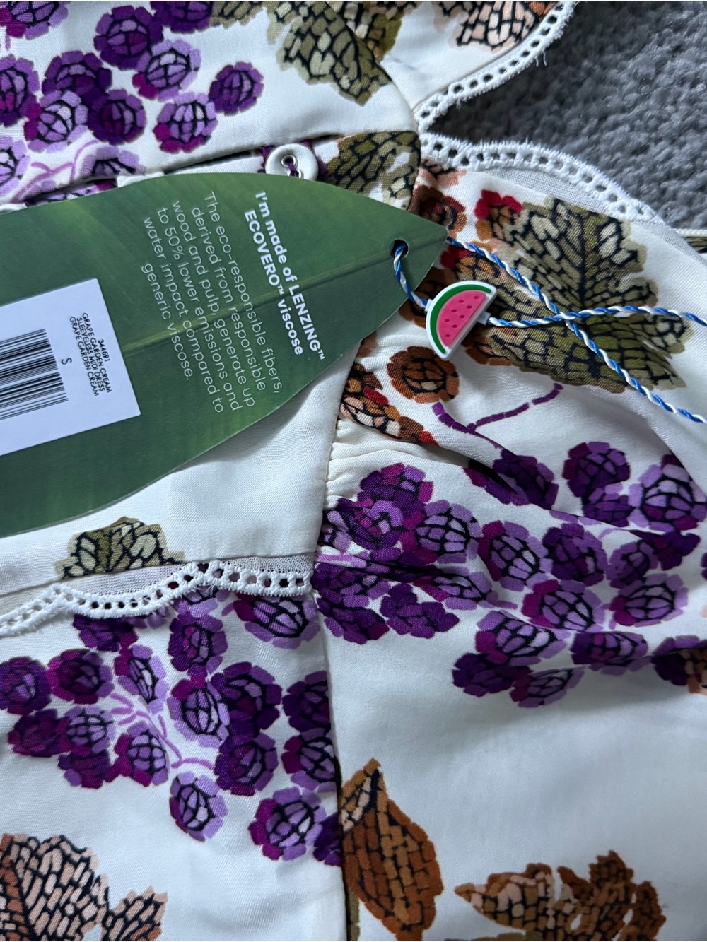 FARM Rio White Maxi Dress with Purple Grape & Brown Leaf Print - Picture 7 of 9